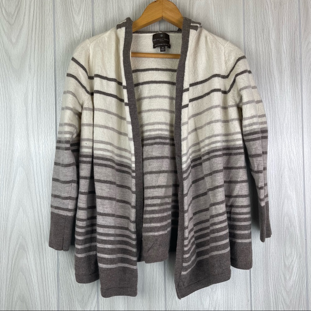 Fenn Wright Manson 100% Merino Wool Hooded Striped Cardigan Sweater